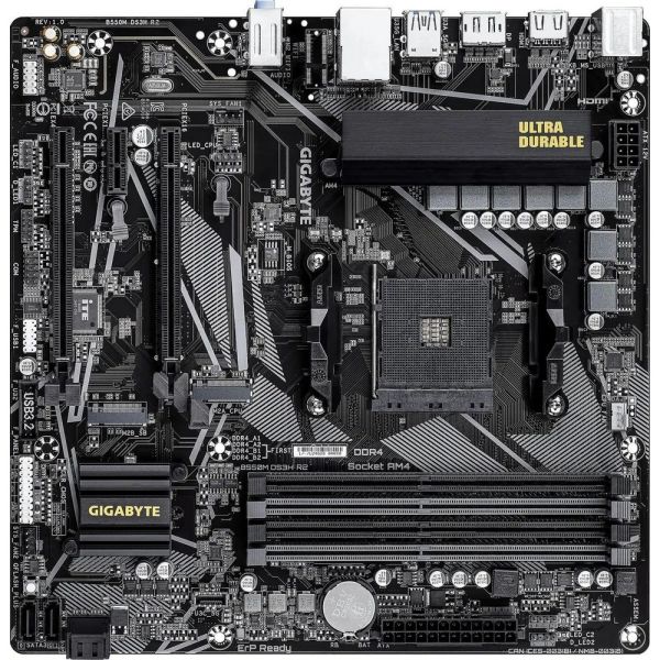 Материнская плата Gigabyte B550M DS3H R2 SocketAM4, AMD B550, mATX, Ret